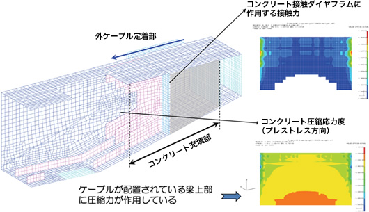 図:支点部における圧縮力の検証（FEM解析）