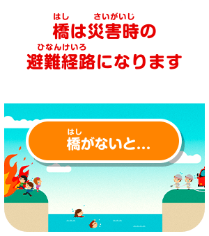 橋は災害時の避難経路になります