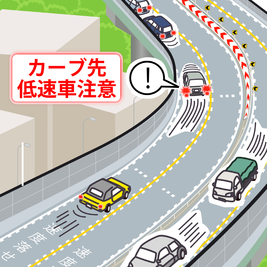 カーブでの追突事故