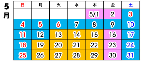 2025年5月渋滞予測カレンダー