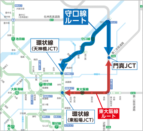 環状線（西船場JCT）・門真JCT